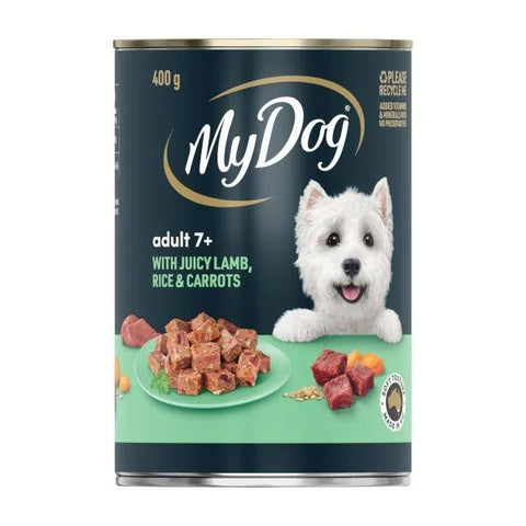 MyDog Senior 7+ with Juicy Lamb Rice & Carrots Wet Dog Food 24x400g