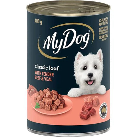 MyDog Classic Loaf with Tender Beef & Veal Wet Dog Food 24x400g