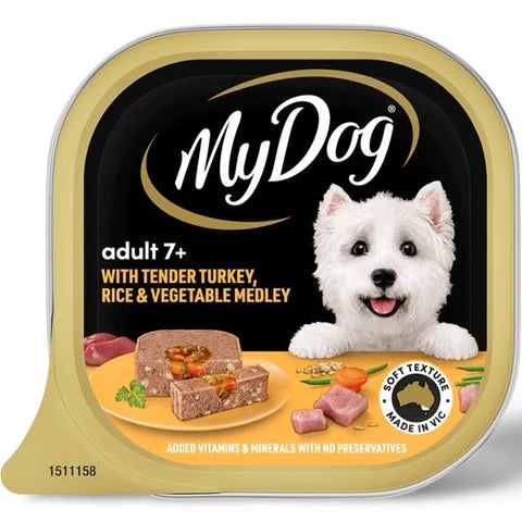 MyDog Senior 7+ Tender Turkey Rice & Vegetable Medley Wet Dog Food 12x100g