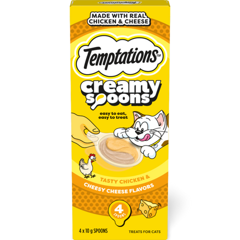 Temptations Lickable Spoons Tasty Chicken & Cheesey Cheese Cat Treats 4x 10g