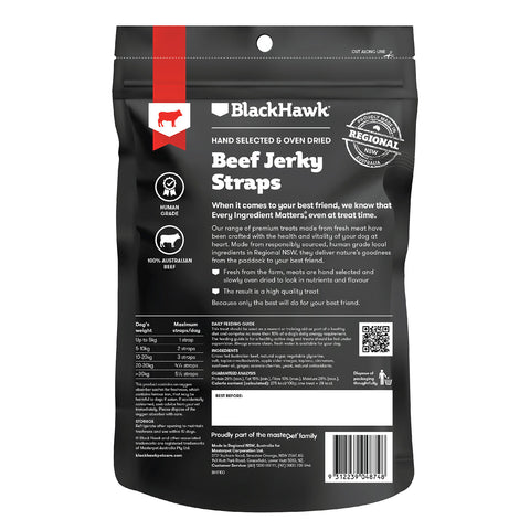 Black Hawk Beef Jerky Straps Dog Treat 100g
