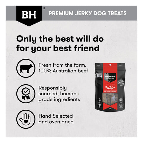 Black Hawk Beef Jerky Straps Dog Treat 100g
