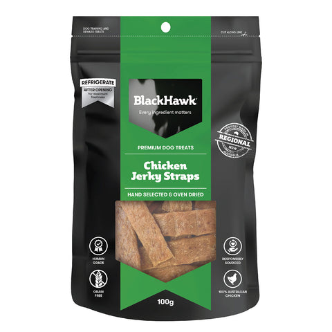 Black Hawk Chicken Jerky Straps Dog Treat 100g