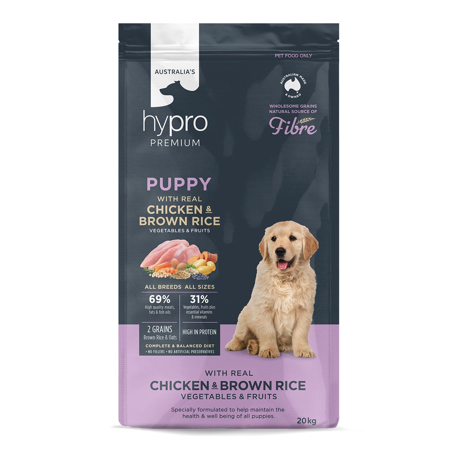 Hypro Premium Wholesome Grains Chicken Brown Rice Puppy Dry Dog Food 20kg